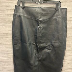 Express Black Leather Pencil Skirt